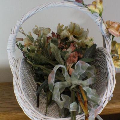 LOT #272: Artificial Flower Arrangement in White Basket