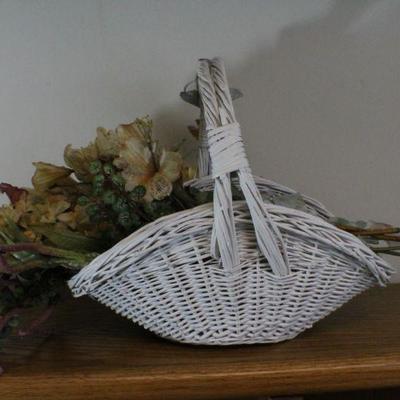 LOT #272: Artificial Flower Arrangement in White Basket