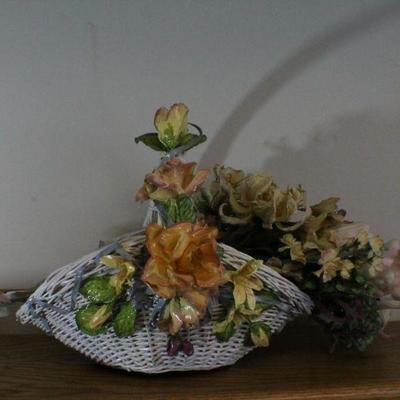 LOT #272: Artificial Flower Arrangement in White Basket
