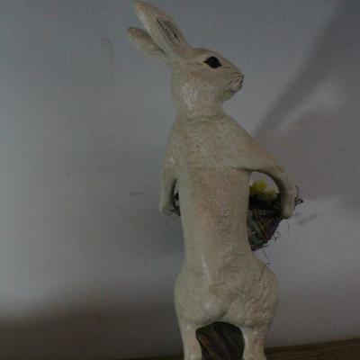 LOT #279: Vintage MONIâ„¢ Easter Bunny standing holding basket of Flowers Holiday Deco 