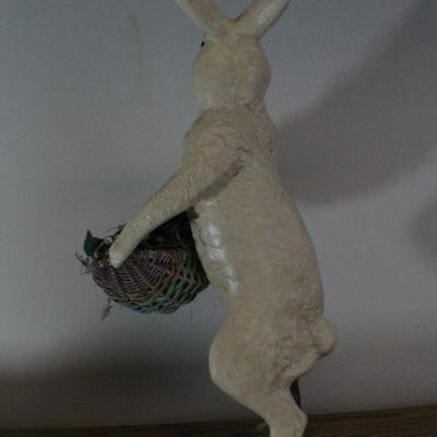 LOT #279: Vintage MONIâ„¢ Easter Bunny standing holding basket of Flowers Holiday Deco 