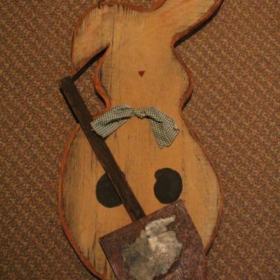 LOT #281: Vintage CHESTNUT LANE CREATIONSâ„¢ Hanging Easter Bunny w/ Shovel Home Deco 