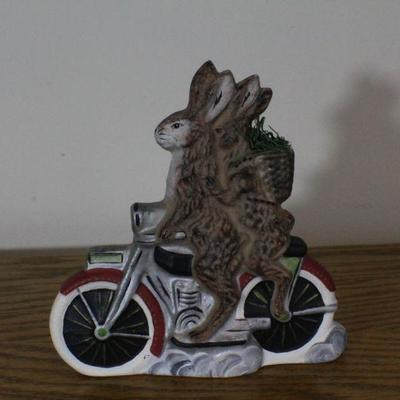 LOT #290: 2002 MONIâ„¢ Easter Bunny Riding Motorcycle Holiday Home Deco 