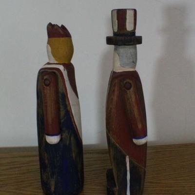 LOT #308: Pair of WOLF CREEKâ„¢ Hand Carved Wooden Patriotic Figures