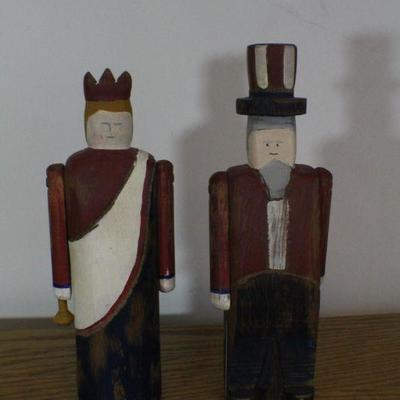 LOT #308: Pair of WOLF CREEKâ„¢ Hand Carved Wooden Patriotic Figures