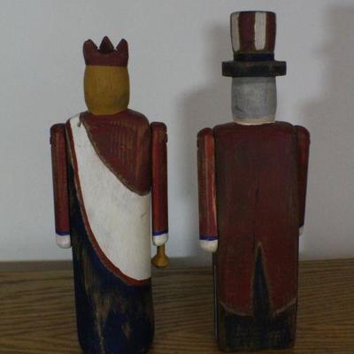 LOT #308: Pair of WOLF CREEKâ„¢ Hand Carved Wooden Patriotic Figures