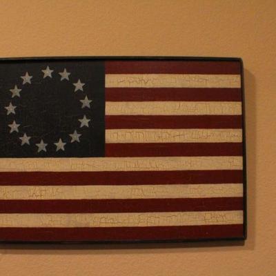 LOT #313: American Flag Hanging Home Deco Wood