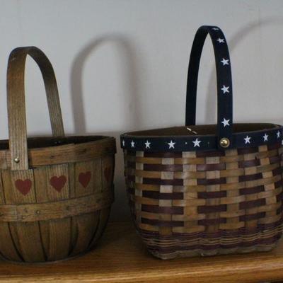 LOT #315: (2) Woven Baskets Home Deco (Red Hearts and White Stars)