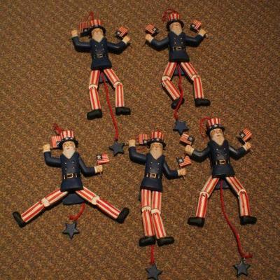 LOT #319: Group of (5) Dancing Patriotic Uncle Sam Figures w/ Flags