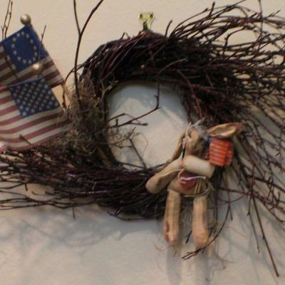 LOT #324: Pair of Patriotic Wreaths Woven Twig Style