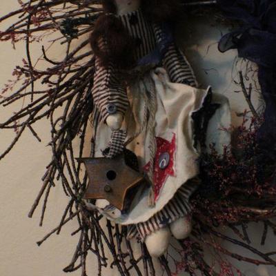 LOT #324: Pair of Patriotic Wreaths Woven Twig Style