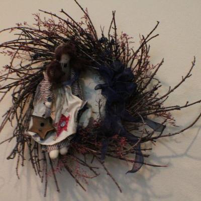 LOT #324: Pair of Patriotic Wreaths Woven Twig Style