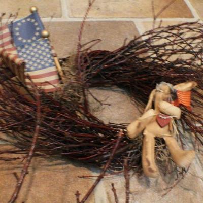 LOT #324: Pair of Patriotic Wreaths Woven Twig Style