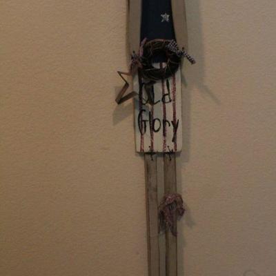 LOT #325: Tall Patriotic Home deco Wood Figure 