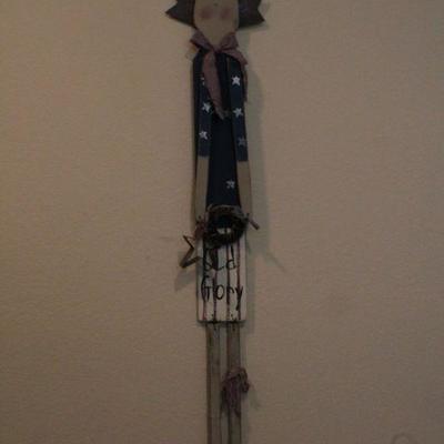 LOT #325: Tall Patriotic Home deco Wood Figure 