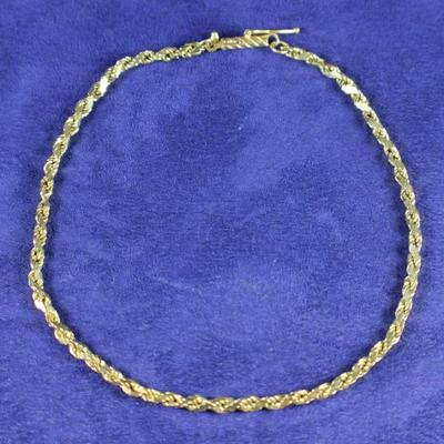 LOT#J52: 14K Diamond Cut Rope Bracelet