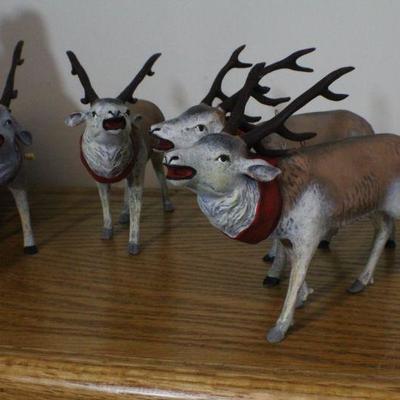 LOT #336: Santa Claus on Sleigh Delivering Presents w/ Reindeer 