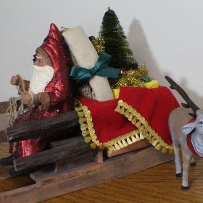 LOT #336: Santa Claus on Sleigh Delivering Presents w/ Reindeer 