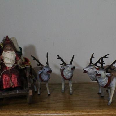 LOT #336: Santa Claus on Sleigh Delivering Presents w/ Reindeer 