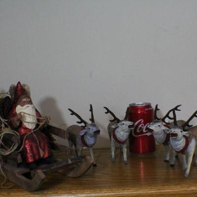 LOT #336: Santa Claus on Sleigh Delivering Presents w/ Reindeer 