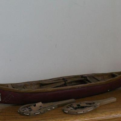 LOT #342: Woody Claus Canoe w/ Snow Shoes for Fast Delivery to Remote Homes