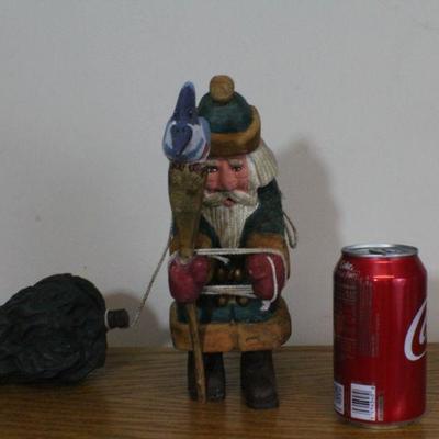 LOT #344: Vintage Ken Kratzâ„¢ Handmade Wood Christmas Santa Claus Figure 