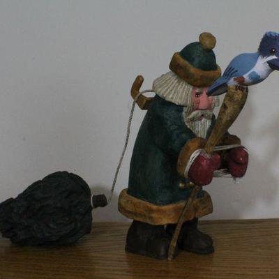LOT #344: Vintage Ken Kratzâ„¢ Handmade Wood Christmas Santa Claus Figure 