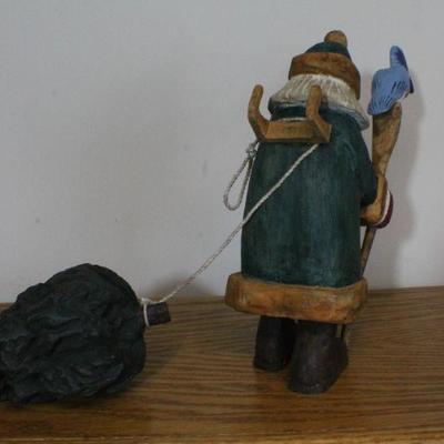 LOT #344: Vintage Ken Kratzâ„¢ Handmade Wood Christmas Santa Claus Figure 