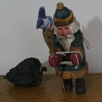 LOT #344: Vintage Ken Kratzâ„¢ Handmade Wood Christmas Santa Claus Figure 
