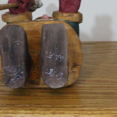 LOT #345: Handmade Wood Santa Claus w/ Owl companion Holiday Home deco