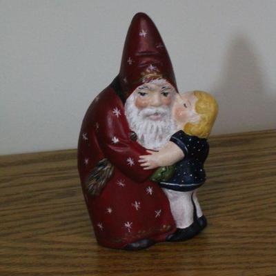 LOT #349: Girl Kissing Santa Claus MONIâ„¢ Home Holiday Deco 