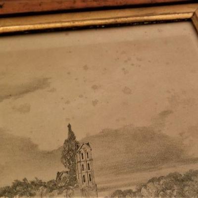 Lot #5  Period Engraving in antique maple frame - "Kirkstall Abbey"