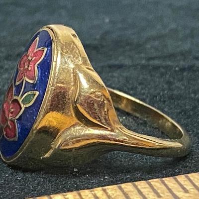 Flower Enamel Cloisonne Ring