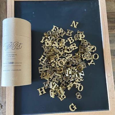 THE TYPESET COMPANY Magnetic Letter Board Slate & Classic Magnetic Serif Letters in Inca Gold