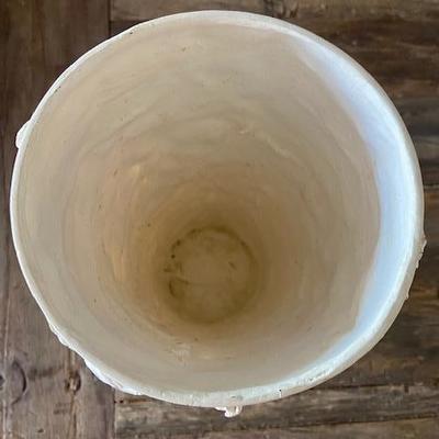 SHABBY CHIC (original) tall white plaster Vase (high Bas-Relief style)