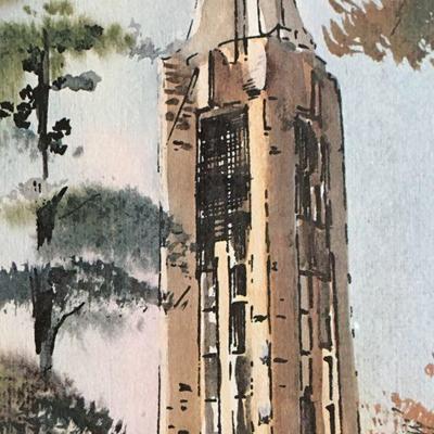 Limited Edition Print of "Memorial Campanile, KU"  by J.R. Hamil Campanile on Campus of Kansas University Lot # 126
