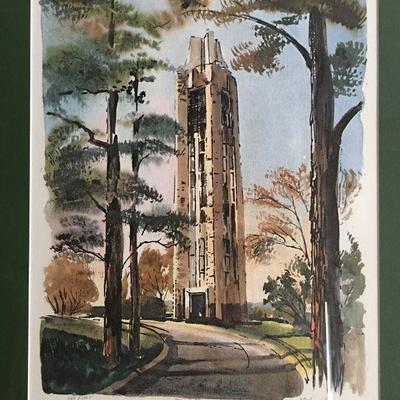 Limited Edition Print of "Memorial Campanile, KU"  by J.R. Hamil Campanile on Campus of Kansas University Lot # 126