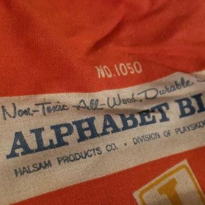 LOT #481: Vintage Alphabet Block Set w/ Canvas Bag