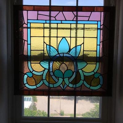 Stained Glass Window Panel Early 20th Century Arts & Crafts Style Lot 127
