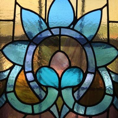 Stained Glass Window Panel Early 20th Century Arts & Crafts Style Lot 127
