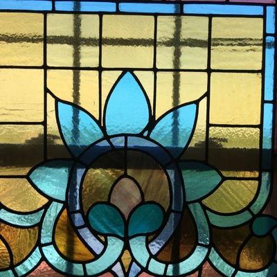Stained Glass Window Panel Early 20th Century Arts & Crafts Style Lot 127