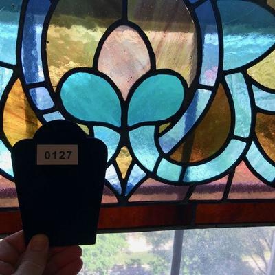 Stained Glass Window Panel Early 20th Century Arts & Crafts Style Lot 127