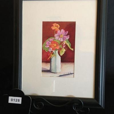 Ann Horton Original Watercolor "Pink Cosmos" Lot 128