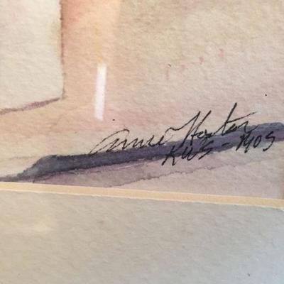 Ann Horton Original Watercolor "Pink Cosmos" Lot 128