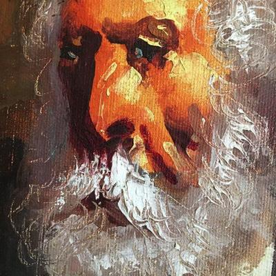 Mid Century Original Painting on Canvas of a Rabbi Signed by Artist lot 129