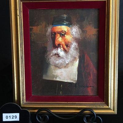 Mid Century Original Painting on Canvas of a Rabbi Signed by Artist lot 129