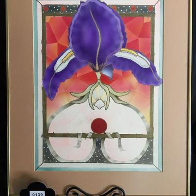 Watercolor of Tanric Iris Frame Under Glass Artist Unknown Frame 20" x 25" lot 139