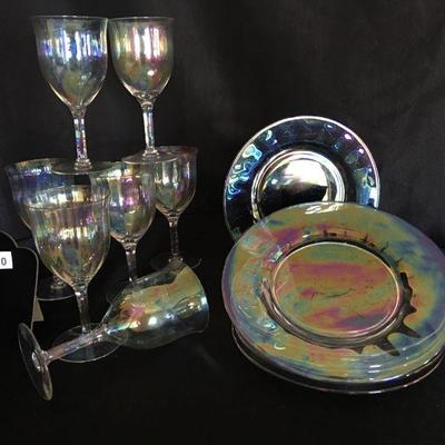 Iridescent Glassware Set Lot 140