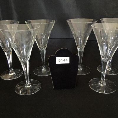 Set of 6 Flutes Cut Glass Antique Crystal 7.5"H lot 144