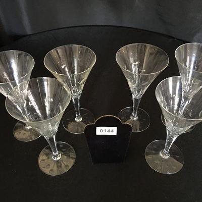 Set of 6 Flutes Cut Glass Antique Crystal 7.5"H lot 144